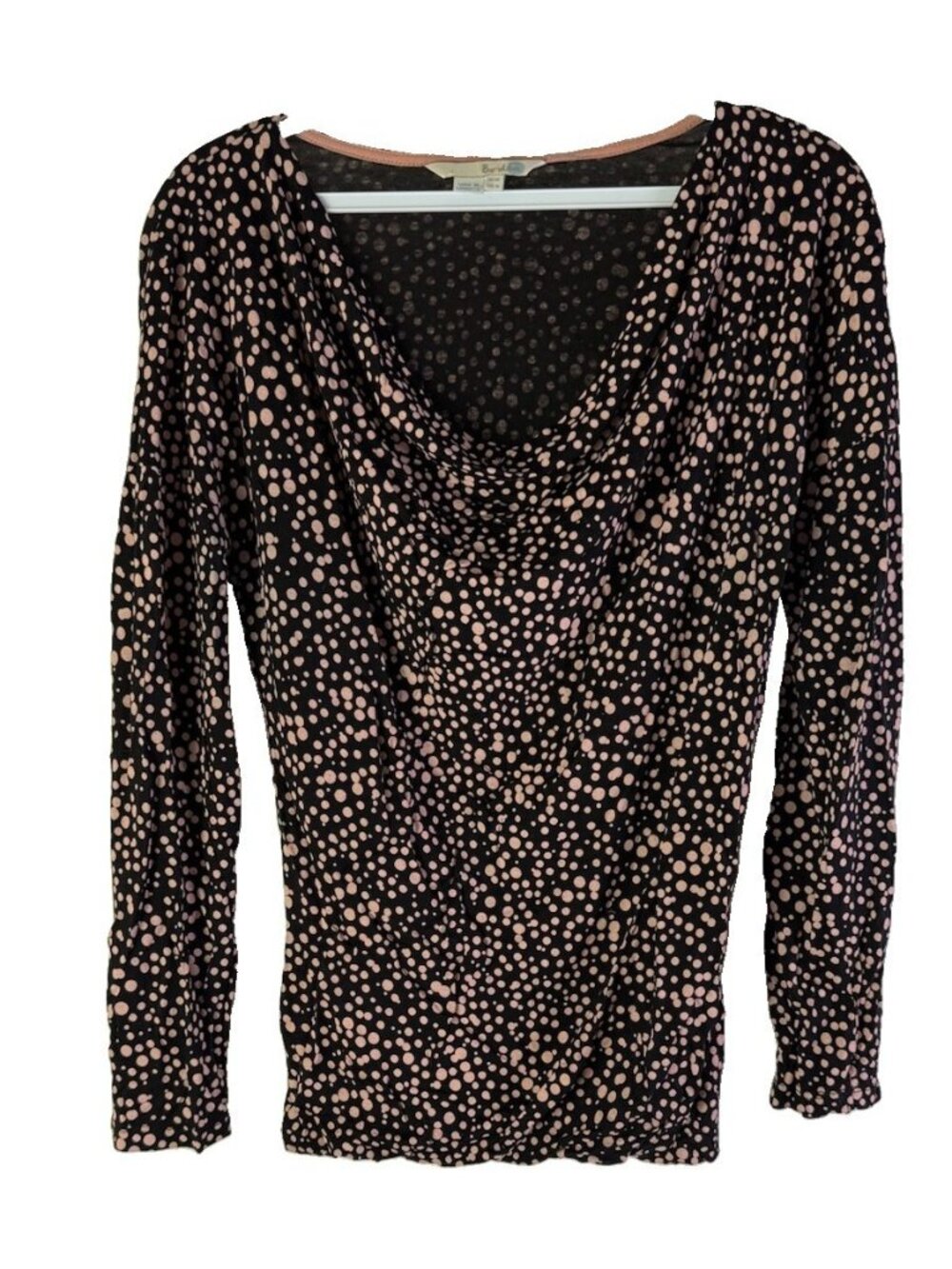 Boden Shirt Top Polka Dot Draped Long Sleeve